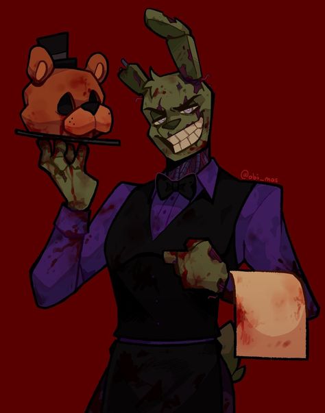 Fnaf Springtrap Fanart, Spring Trap Fanart, William Afton Art, Fnaf Springtrap, Spring Trap, Afton Family, Fnaf Comics, Fnaf Stuff, Fnaf Memes