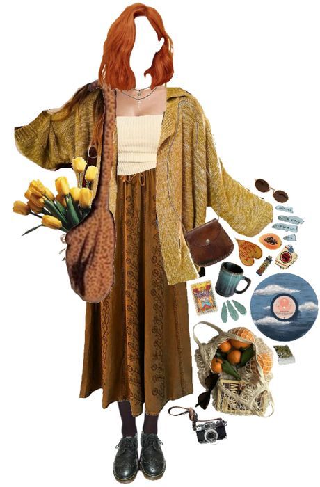 Whimsicore Outfits, Arty Aesthetic Outfits, Vintage Hippie Outfits, Grandmacore Outfit, 70s Cottagecore, Indie Alt, Earthy Outfits, Witch Outfit, Bohemian Hippie