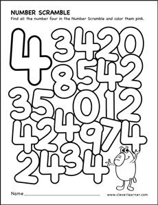 Number scramble activity worksheet for number 4 for preschool children Kindergarten Math Free, Pre K Worksheets, Preschool Number Worksheets, Kindergarten Math Worksheets Free, Homework Worksheets, Activity Worksheet, Worksheet For Kids, Numbers Kindergarten, Teaching Numbers