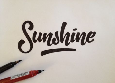 'Sunshine' Typo by Danny Zwiep, via Behance Two Word Quotes, Calligraphy Inspiration, Dye Ideas, My Sunshine, Hair Dye, Cricut Projects, Words Quotes, Hand Lettering, Calligraphy