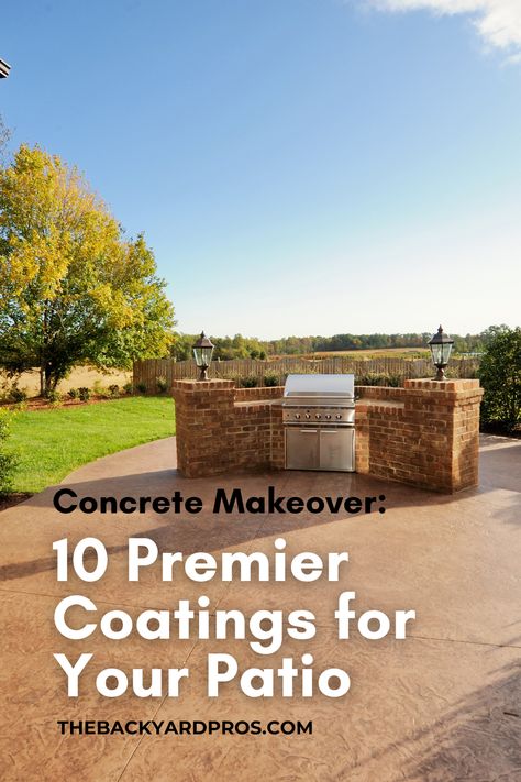 Upgrade your outdoor living experience with our top 10 concrete patio coating options! From simple sealers to advanced resurfacing systems, these coatings are designed to protect and beautify your patio for years to come. Discover the possibilities and take your patio to the next level! Concrete Coatings Patio, Sealed Concrete Patio, Painted Outdoor Concrete, How To Resurface Concrete Patio, Patio Resurfacing Ideas, Concrete Patio Resurfacing, Patio Paint, Flooring Options Durable, Concrete Outdoor Kitchen