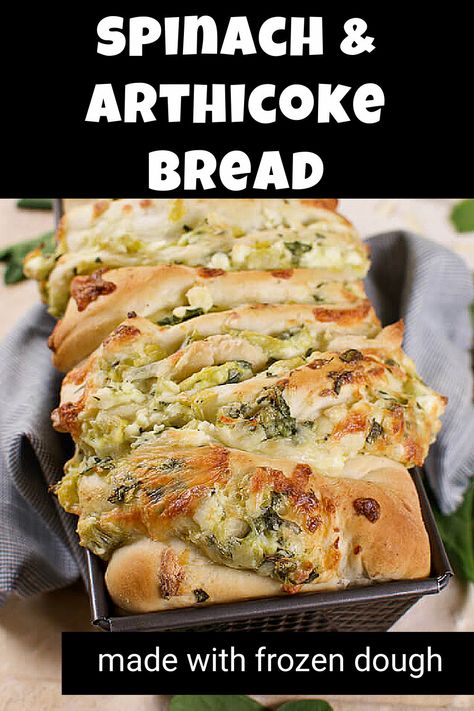 Spinach Artichoke Dip Pull-apart Christmas Bread, Spinach Artichoke Dip Pull Apart Christmas Bread, Spinach Artichoke Pull Apart Bread, Spinach Artichoke Bread, Rhodes Bread Dough, Artichoke Bread, Baked Spinach Artichoke Dip, Puffed Pastry, Spinach Bread