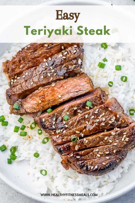 This Teriyaki Steak is incredibly juicy, tender, and delicious. You can cook it on the stovetop or on a grill! Steak Teriyaki, Healthy Mashed Potatoes, Easy Steak Fajitas, Teriyaki Steak, Garlic Mashed Cauliflower, Roasted Veggies In Oven, Compound Butters, Baked Teriyaki Chicken, Ribeye Steak Recipes