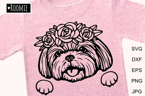 Dog Shih Tzu, Cute Shih Tzu, Sublimation Stickers, Dog Line Art, Dog Line, Flowers Svg, Mehndi Art Designs, Cricut Machine, Svg For Cricut