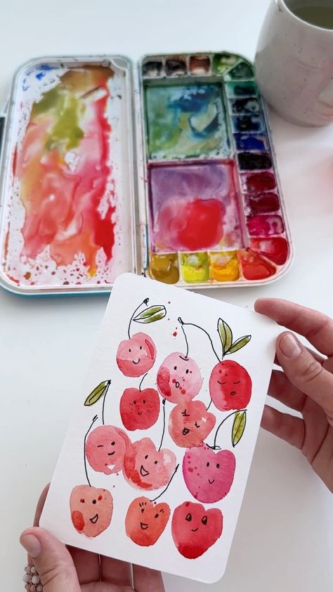 Anna Koliadych | Painting colorful fishes 🐟 🐠🐡with watercolor is a fun and easy way 🥰🎨. My favorite watercolor technique involves using a paper roll 😅 #wate… | Instagram Water Colour Paper Art, Easy Cute Watercolor Paintings, Watercolor Art Doodles, Easy Art Watercolor, Easy Watercolor Inspiration, Watercolor For Beginners Ideas, Fun Watercolor Ideas Easy, East Watercolour Ideas, Fun Watercolor Paintings