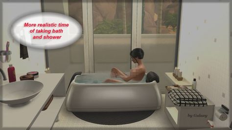 Mod The Sims: More realistic time of taking bath and shower by Galaxy777 • Sims 4 Downloads Sims 4 Cc Mods, Taking Bath, Sims 4 Tsr, Shower Together, The Sims 4 Packs, Sims 4 Game Mods, Sims 4 Gameplay, Sims 4 Teen, Sims 4 Downloads