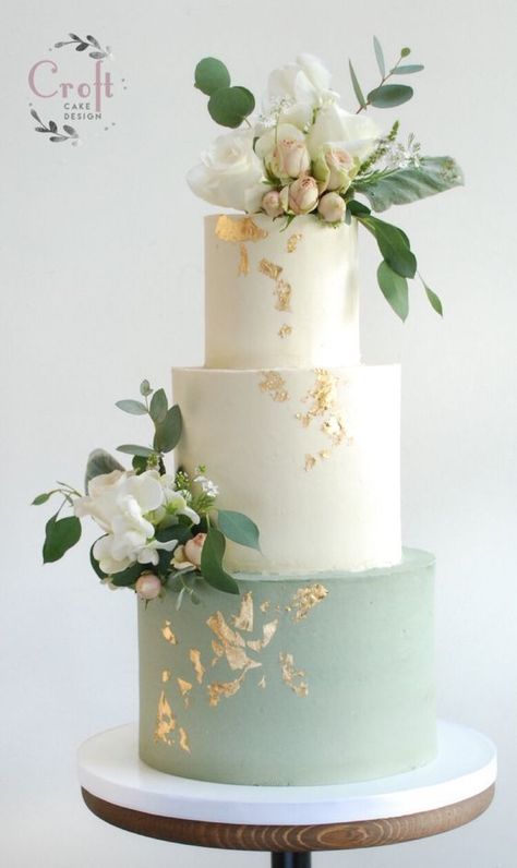 25 Fresh Sage Green Wedding Ideas | HappyWedd.com Sage Green Wedding Theme, Cheesecake Wedding Cake, Wedding Cheesecake, Green Wedding Cake, Green Themed Wedding, Buttercream Wedding Cake, Sage Wedding, Tiered Cake, Sage Green Wedding