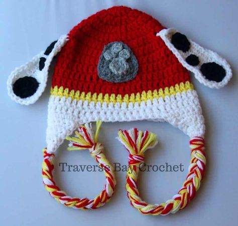 Crochet Marshall Paw Patrol, Crochet Paw Patrol Hat, Crochet Hat Pattern Free, Paw Patrol Hat, Crochet Baby Mittens, Paw Patrol Marshall, Toddler Mittens, Crochet Baby Blanket Beginner, Paw Gloves