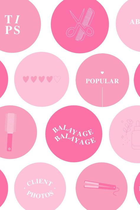 10 Instagram Highlight Covers to Help Pink Hairstylists Promote Their Business on Social #Hairstylist_Story_Highlights #Salon_Instagram_Highlight_Covers #Hair_Highlights_Instagram_Icon #Hairstylist_Instagram_Aesthetic Hairstylist Story Highlights, Hair Salon Highlight Covers, Cosmetology Instagram Highlight Covers, Salon Instagram Highlight Covers, Hairstylist Highlight Covers Instagram, Hairstylist Instagram Highlight Icons, Hairstylist Highlight Covers, Hair Highlights Instagram Icon, Hair Instagram Highlight Cover