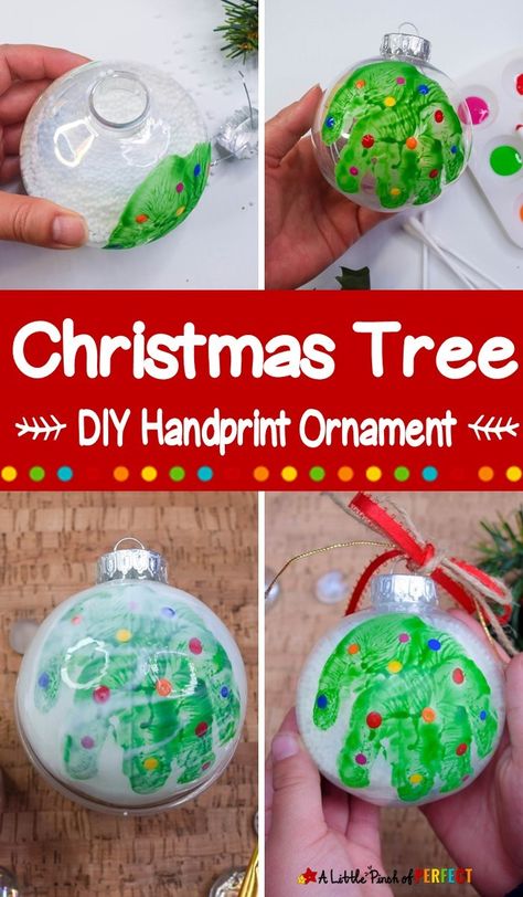 How to Make a Handprint Tree Christmas Ornament - Ornament For Kids To Make, Handprint Tree, Hand Print Tree, Handprint Christmas Tree, Inflatable Christmas Tree, Kids Ornament, Christmas Books For Kids, Handprint Ornaments, Handprint Christmas