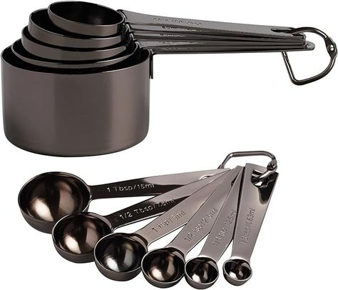 Amazon.com: 16 Pcs Stainless Steel Measuring Cups and Measuring Spoons Set, Heavy Duty Metal Measuring Cups and Spoons for Kitchen Cooking Baking Includes 5 Cups, 6 Tbsp Tsp Spoons & 5 Mini Spoons(BLK): Home & Kitchen Copper Measuring Cups, Stainless Steel Measuring Cups, Measuring Cups And Spoons, Measuring Cups & Spoons, Measuring Cups Set, Measuring Cup, Stainless Steel 304, Spoon Set, Kitchen Utensils Gadgets