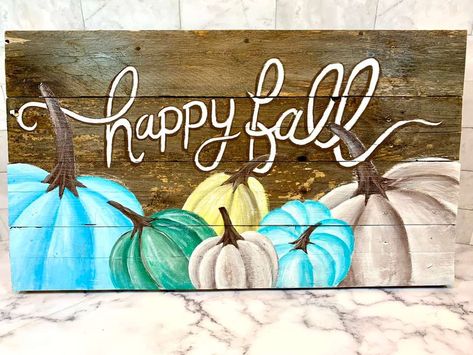 MixMatched Creations Pumpkin Festival, Hand Painted Wooden Signs, Autumn Decoration, Painted Wood Signs, Autumn Painting, Pumpkin Fall, Covered Porch, Happy Fall, Wooden Sign