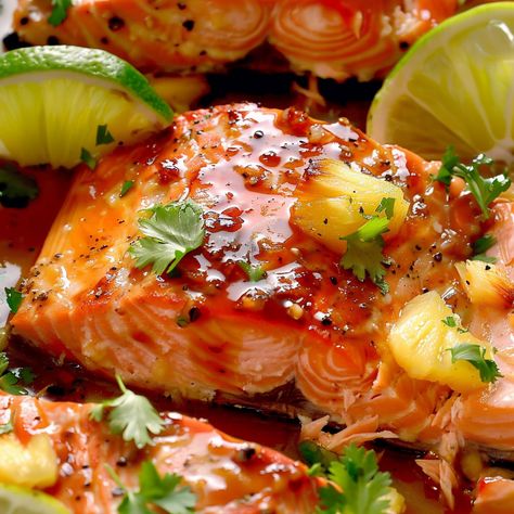 Pineapple Salmon Recipes, Salmon Packets, April Moodboard, Pineapple Salmon, Fish Salmon, Baked Pineapple, Easy Salmon Recipes, Quick Dinners, Baked Salmon Recipes