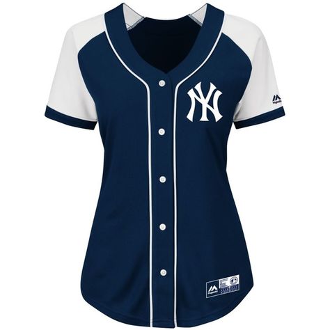 Majestic Women's New York Yankees Fashion Replica Jersey ($70) ❤ liked on Polyvore featuring major league baseball jerseys, blue jersey, yankees jersey, mlb jerseys and ny yankees jersey Kansas City Royals Jersey, Yankees Outfit, Royals Fashion, New York Yankees Logo, Blue Jersey, Jersey Outfit, Kansas City Royals, Los Angeles Dodgers, Blue Top