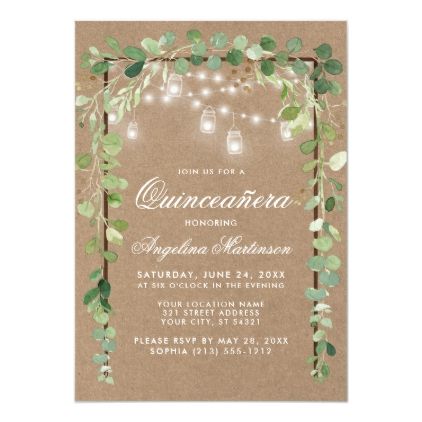 Quinceanera Botanical Green Wood Frame Kraft Invitation Era Birthday Party, Wood Calligraphy, Green Quinceanera Theme, Spring Invitations, Kraft Invitation, Invitations Quinceanera, Kraft Wedding Invitations, Quince Invitations, Wedding Canopy