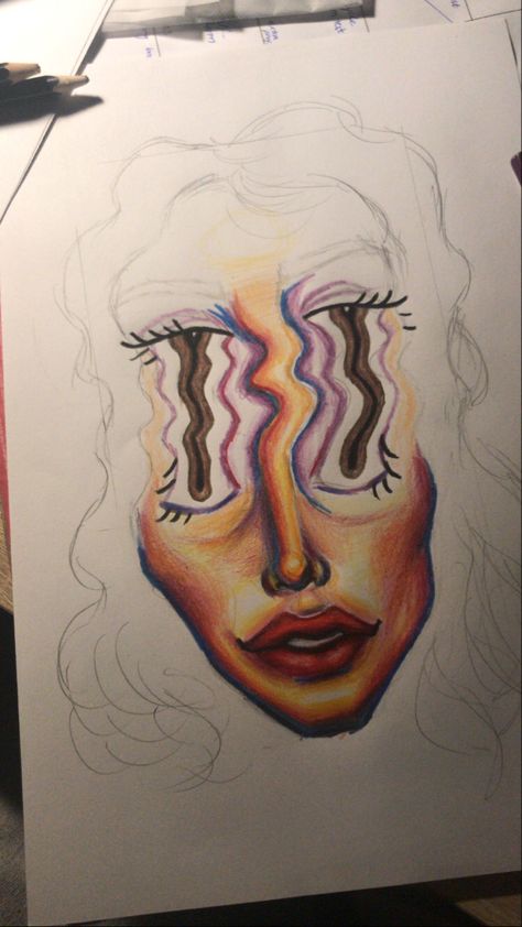 Trippy Face Drawing, Sketch Colour, Weird Drawings, Alien Face, Gcse Art Sketchbook, Canvas Painting Designs, Visionary Art, Ethereal Art, Hand Art Drawing