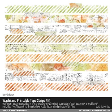 Washi+and+Printable+Tape+Strips+No.+01 Digital Scrapbooking Ideas, Digital Elements, Scrapbooking Supplies, Scrapbooking Ideas, Scrapbook Supplies, Different Patterns, Transparent Png, Washi, Digital Scrapbooking