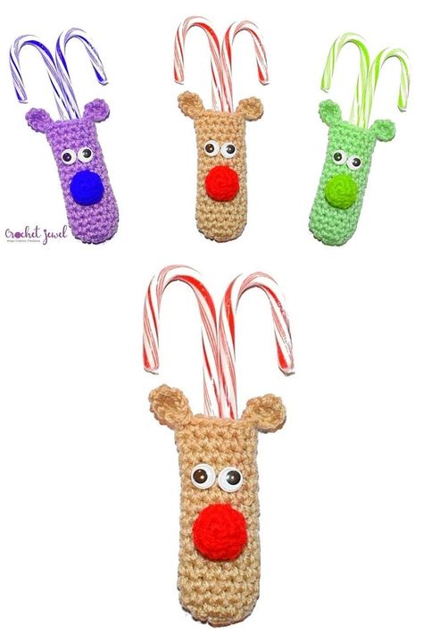 Reindeer Candy Cane Holder, Valentine Lollipop, Reindeer Amigurumi, Candy Cane Holder, Crochet Reindeer, Reindeer Candy, Lollipop Holder, Reindeer Pattern, Christmas Easy