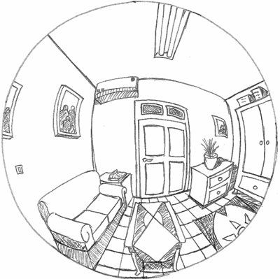 Simple Fisheye perspective by https://greenhold45.deviantart.com on @DeviantArt Fisheye Room Drawing, Circle Perspective Drawing, Fisheye Art Perspective, Curvilinear Art, Fisheye Perspective Drawing, Circle Perspective, Fish Eye Perspective Drawing, Fisheye Drawing, Fisheye Art