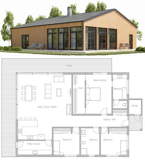 House Plan Plan Floor, Working Model, Shed Home, Small House Plan, Shed Homes, Barn Style House, Metal Building Homes, Barn House Plans, Bedroom House Plans