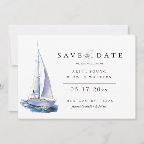 Watercolor Yacht Nautical Theme Save The Date Announcement #zazzle #weddinginvitations #birthdayinvitations #babyshowerinvitations #zazzleinvitations #monogram #businesscards #graduation #homedecor Nautical Theme Wedding, Watercolor Lighthouse, Rustic Wedding Save The Dates, Nautical Wedding Invitations, Yacht Wedding, Nautical Wedding Theme, Rustic Save The Dates, Wedding Plan, Wedding Designer