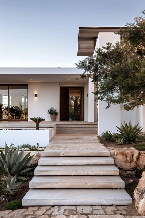 Modern Beach Home Exterior, Arizona Homes Exterior, Arizona House Exterior, Renovation Facade, Luxury Outdoor Spaces, Modern Beach Home, Arizona Homes, Terraced Landscaping, Stairs Design Interior