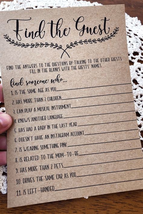 Baby Shower Quiz, Find The Guest, Chirstmas Decor, Fun Bridal Shower Games, Wedding Game, Bachelorette Party Games, Shower Themes, Future Wedding Plans, Cute Wedding Ideas