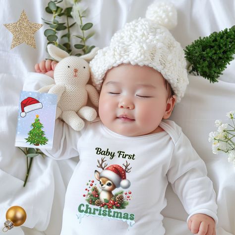 My First Christmas, Baby first Chritmas, Baby Shower Gift, First Xmas Babygrow, My First Christmas 0-24M, Babys First Xmas Clothes, Reindeer by CutieClovers on Etsy Weihnachten Outfit, Christmas Babygrow, Xmas Clothes, First Christmas Baby, Christmas Vest, Xmas Outfits, Deer Design, My First Christmas, Baby Grow