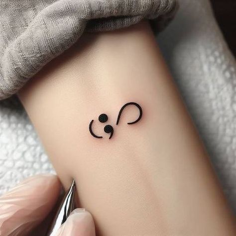 Semi-colon Tattoo Ideas Design, Semi Colon Tattoos, Minimalist Tattoos For Women, Tattoo Semicolon, Semicolon Tattoo Ideas, Groot Tattoo, Colon Tattoo, Enough Tattoo, Tattoo Catalog