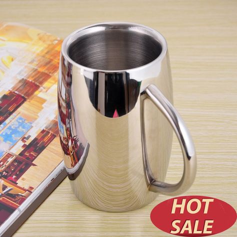 Double Wall stainless steel tumbler mug insulated Coffee Mug Beer Tea Cup Drinkware   #uniquemug	#prettymugs Cutlery Set Stainless Steel, Coffee Cup Art, Stainless Steel Coffee Mugs, Bottle Cleaner, Beer Cup, Milk Coffee, Chinese Products, Insulated Coffee Mugs, Cute Coffee Mugs