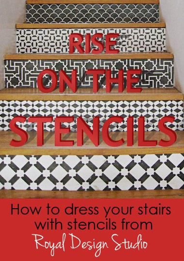 Stair Stencils, Stenciled Stairs, Diy Stairs Makeover, Stair Makeover, Diy Stencil, Patchwork Tiles, Diy Staircase, Indoor Ideas, Staircase Ideas