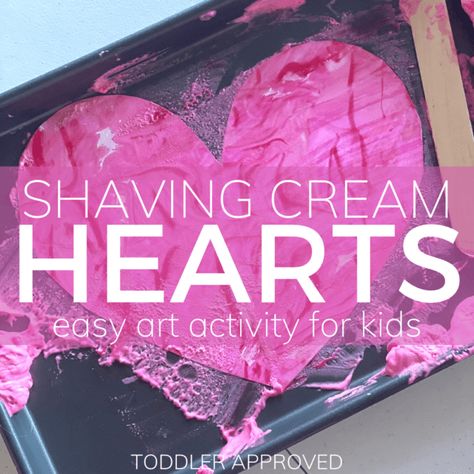 Shaving Cream Hearts Art Activity - Toddler Approved Shaving Cream Art, Shaving Cream Painting, Preschool Valentine Crafts, Holiday Activities For Kids, Mother's Day Activities, Homeschool Crafts, Cream Art, Activities For Girls, Preschool Valentines