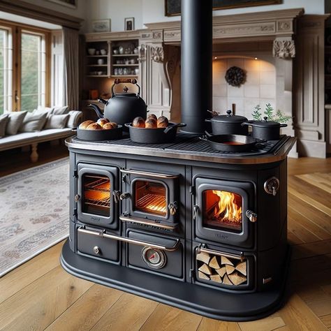 Wood Cookstove, Bedroom Aesthetic Boho, Wood Burning Stoves Living Room, Wood Burning Cook Stove, Homestead Kitchen, Wood Stove Cooking, Wood Stove Fireplace, Vintage Stoves, Antique Stove