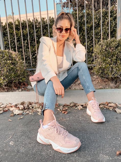 Nike M2k Tekno. Nike M2K Tekno . Ugly sneaker trend. Dad shoe. Nike M2k Tekno pink Pink Shoes Outfit Sneakers, Pink Nike Shoes Outfit, Nike M2k Tekno Pink, Pink Sneakers Outfit, Pink Shoes Outfit, Rose Sneakers, Tekno Nike, Dad Shoe, Pink Nike Shoes