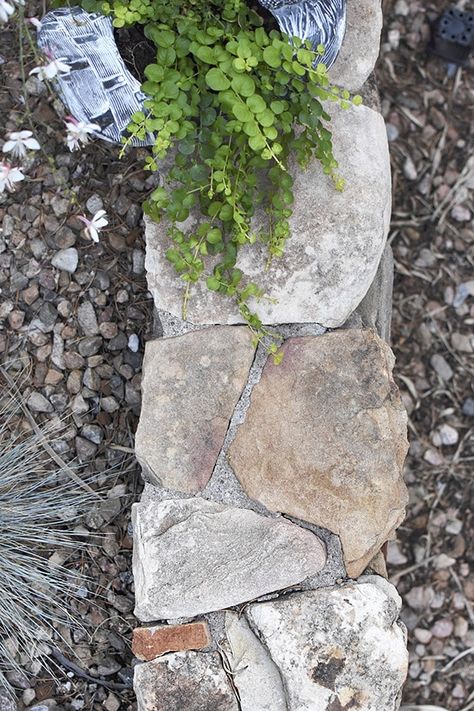 Rock Wall Landscape, Decorative Stone Wall, Natural Stone Retaining Wall, Backyard Wall, Rock Flower Beds, Rock Planters, Rock Retaining Wall, Rock Steps, Wall Repair