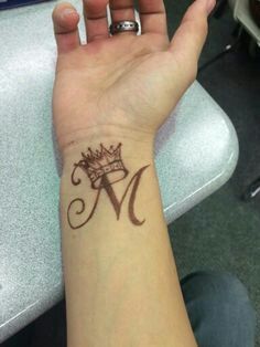 Alphabet Tattoo Designs, Tattoo Lettering Design, M Tattoos, Cool Wrist Tattoos, Tato Henna, Wing Tattoo Designs, Wrist Tattoos For Guys, Mehndi Tattoo, Crown Tattoo