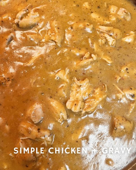 This Simple Chicken and gravy #recipe is easy comfort food! Pan seared chicken breasts simmered in a rich gravy. Serve it over rice or mash! #comfortfood #deepfriedhoney #southernfood #chickenrecipes Chicken Rice Gravy Casserole, Smothered Chicken And Gravy Stovetop, Smother Chicken With Gravy, Smothered Chicken Gravy Recipe, Rice And Brown Gravy Recipes, One Pan Chicken And Gravy, Chicken Gravy Over Rice Recipe, Smothered Chicken And Mashed Potatoes, Smothered Chicken With Mashed Potatoes