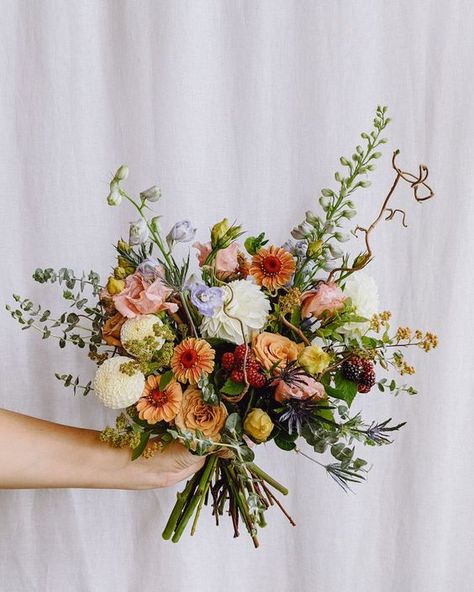 Wedding Bouquet Wild Flowers Rustic, Wildflower Greenery Bouquet, Wild Wedding Bouquet Summer, Elegant Wildflower Bouquet, Sunset Inspired Wedding Flowers, Wild Flowers And Roses Bouquet, Natural Wildflower Bouquet, Fall Garden Wedding Bouquet, Fake Wildflower Bouquet