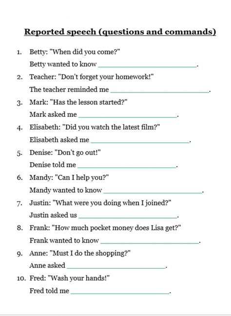 Reported speech online worksheet for B1+. You can do the exercises online or download the worksheet as pdf. Direct Speech Worksheets, Reported Speech Questions, Reported Speech Worksheets, Eng Grammar, Direct And Indirect Speech, English Grammar Test, Indirect Speech, Book Extracts, Direct Speech