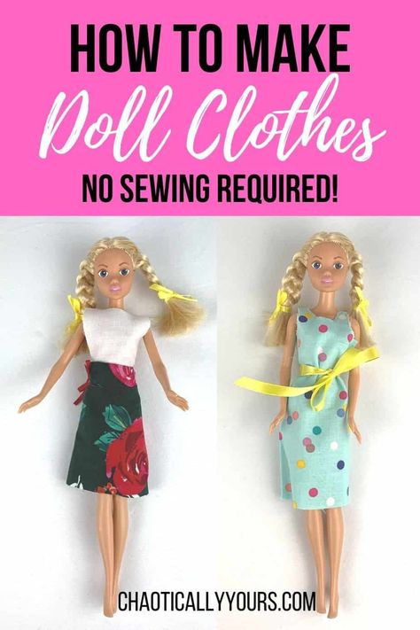 No Sew Barbie Clothes Easy, Barbie Doll Clothes Patterns, Free Printable Patterns, Make Doll Clothes, American Girl Birthday Party, How To Make Doll, Sew Doll, Barbie Items, Make Doll