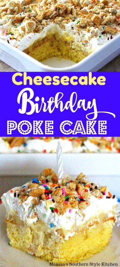 Birthday Poke Cake, Vanilla Poke Cake, Cheesecake Birthday, Tornado Cake, Birthday Cheesecake, Poke Cake Recipe, Future Chef, Yummy Cheesecake, Meals Ideas