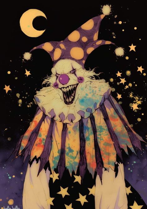 Clownsona Art, Vintage Circus Aesthetic, Clown Fairy, Jester Vintage, Space Clown, Spooky Circus, Clown Monster, Clowncore Wallpaper, Scary Clown Drawing