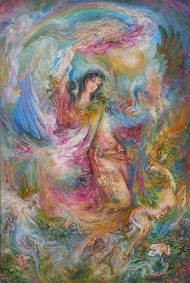 Mahmoud Farshchian, Josephine Wall, Persian Art Painting, Persian Miniature, Iranian Art, Fantasy Paintings, Goddess Art, Art Et Illustration, Islamic Art Calligraphy