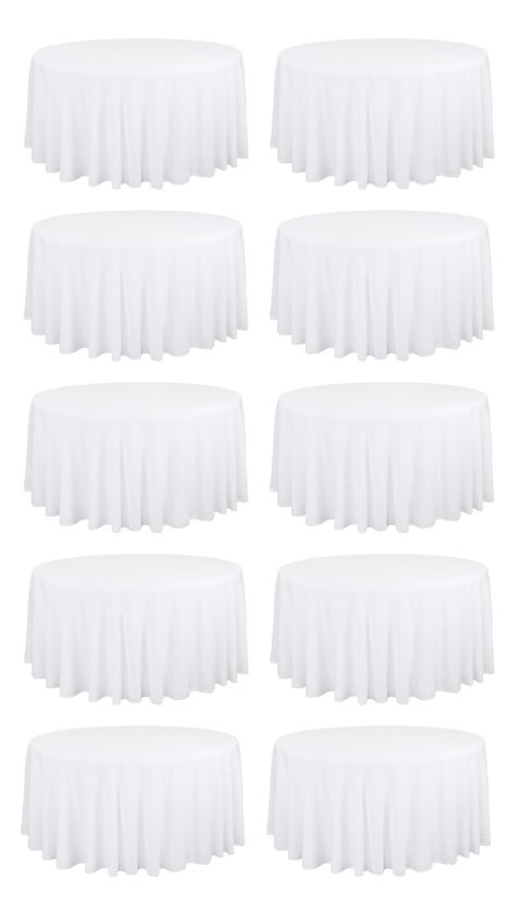 PRICES MAY VARY. 【High Quality Tablecloth Material】: 1 set contains 10 white round tablecloths. Made from high-quality polyester fabric, this tablecloth is soft to the touch, durable and easy to clean, always maintaining a clean, polished look. Easy to clean and use, better protect and decorate your table. Durable and reusable. 【Perfect Size】: This white tablecloth measures 120inch (305 cm) and is completely cut from one piece of fabric. These seamless designs are perfect for outdoor picnic tabl Round Wedding Tables, Wedding Tablecloths, Outdoor Picnic Tables, Tablecloth Fabric, White Table Cloth, Rectangle Table, Linen Textile, Square Tables, Round Tablecloth