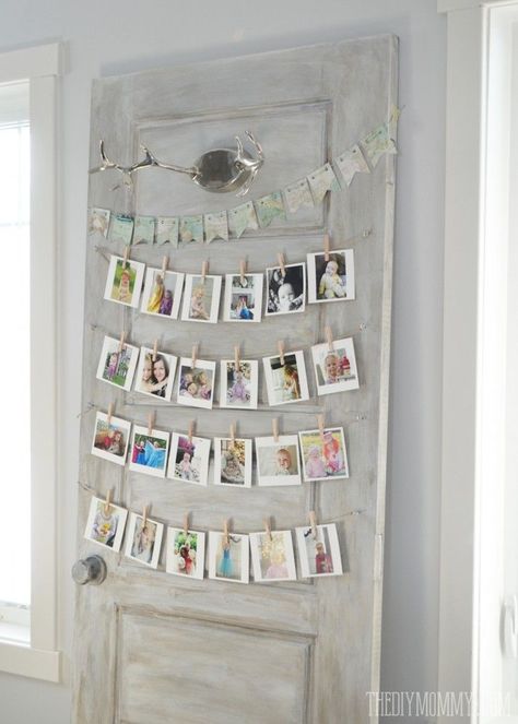 Make an Instagram Photo Display with an Old Door | The DIY Mommy Old Door Diy, Door Picture Frame, Door Pictures, Family Generations, Doors Outdoor, Door Diy Projects, Displaying Photos, Diy Mommy, Old Barn Doors