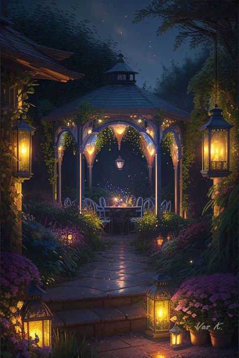 Castle Garden Aesthetic Night, Royal Balcony Aesthetic Night, Magical Garden Fantasy Night, Night Kingdom Fantasy Art, Night Wedding Background, Gazebo Aesthetic Night, Pavillion Aesthetic, Magical Garden Illustration, Royal Garden Aesthetic Night