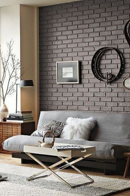 Grey Brick Wall, Grey Room Decor, Painting Brick, Brick Accent Wall, Brick Accent Walls, Painted Brick Walls, Brick Interior Wall, Color Room, Brick Interior