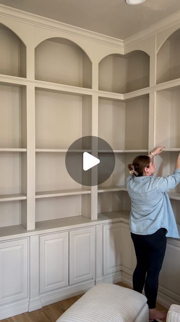 The Roosting Place | Lanna Davis on Instagram: "Now the question is: how the heck do I style all these shelves!?  Huge thank you to my step dad and my husband for doing the heavy lifting on this project-I am in no condition for woodworking or heavy painting at this point in my pregnancy!   When planning the house we knew this room would need to be able to evolve as we grew our family and eventually sent them off into the world-so storage and function is a must! These shelves will be forever useful!   Paint: SW shiitake (50% saturation)" Sw Shiitake, Accent Paint Colors, Accent Paint, Dream Cottage, Heavy Lifting, The Question, My Husband, Home Accents, Paint Colors