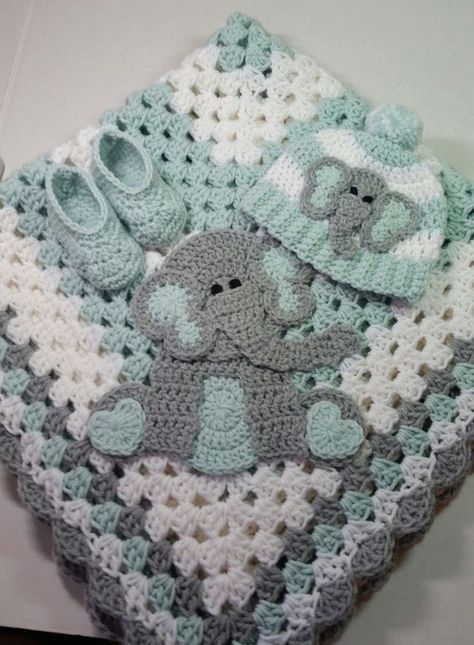 Elephant Crochet Pattern Free Blanket, Baby Crochet Blanket Boy, Grey Crochet Baby Blanket, Crochet Baby Shower Gifts, Crochet Baby Boy Blanket, Elephant Baby Shower Theme Boy, Elephant Baby Blanket, Crocheted Baby Blanket, Crochet Baby Gifts