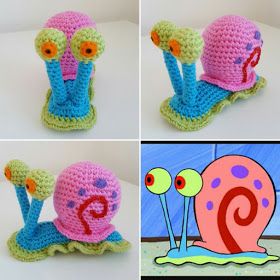 Gary The Snail From Spongebob, Amigurumi Snail, Gary The Snail, Crochet Snail, Crochet Toys Free Patterns, Crochet Toys Free, Crochet Disney, Amazing Crochet, Pola Amigurumi